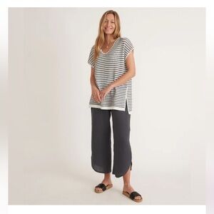 Marine Layer Bay knit Cover Up Blue White Stripe Top Size L/XL Beach Resort Soft